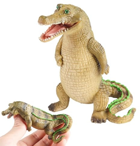 Alligator -Spielzeugfigur, Alligatorfigur - Realistisches Krokodilschmuck,Detaillierte Alligator -Spielzeugfigur für und Mädchen frühes Lernen, mit beweglichen Kiefern und rotbaren Armen