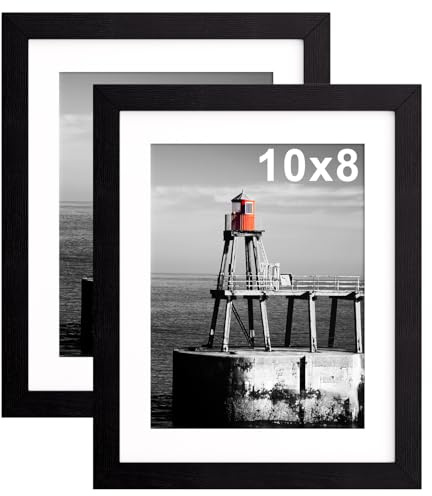 2 Pack 8x10 Picture Frame with 5x7 Mount, 20x25cm Wooden Photo Frames