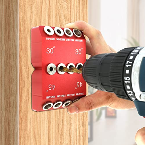 Angle Drill Hole Guide Jig, 30 45 90 Degree Drilling Block, Aluminum Alloy Drill Guide, High Precision Holes Drilling Template Tool, Woodworking Tool for Handrails Railing Deck Stair