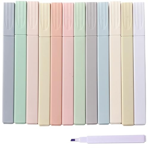 gsgfuis 12 Stück Textmarker Pastell Set, Schnelltrocknend und Ohne Durchdrücken, Ideal für Schule, Büro, Journaling, Bibelstudium und als Geschenk Ästhetische Marker Stifte in 12 Pastellfarben