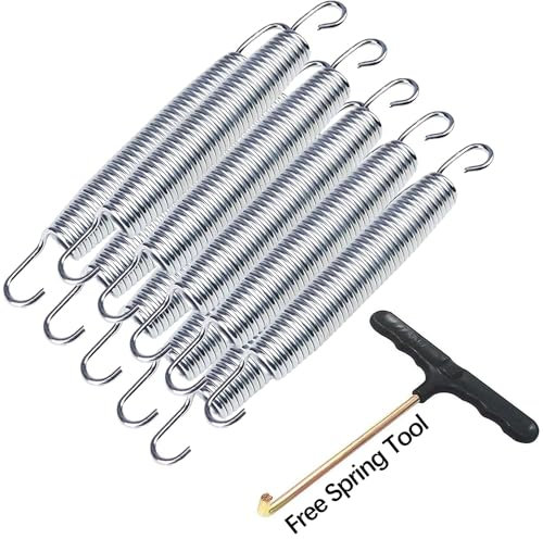 GZFTMKOBNS Trampolin Federn für 240 244 305 360 366 396 400 426 bis 430 cm Ersatzfeder,10 Stück Fitness-Trampolinfedern + 1 Stück Federwerkzeug (152mm, 6Zoll)