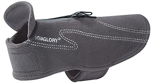 VIVAGLORY Cozywrap Wintermantel Hund, Hundejacke mit Klettverschluss & Geschirr Öffnung, Fleecejacke Hund Hundejacke, Reflektierend & Verstellbar Fleece Softshell, XS, Grau