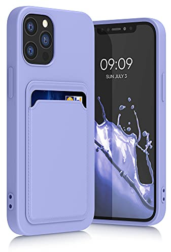 kwmobile Fodral kompatibelt med Apple iPhone 12/iPhone 12 Pro, telefonfodral med silikonkortsfack, lavendel