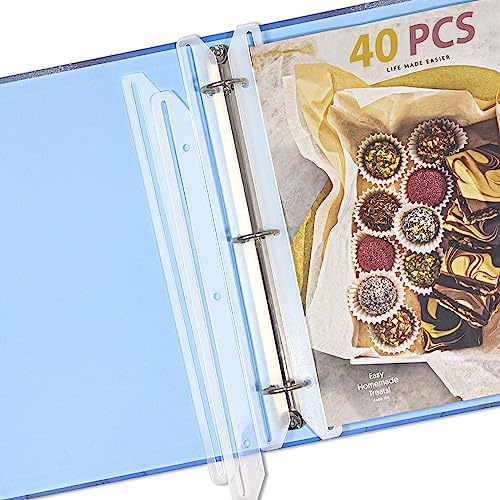 tutata 40Pcs 3 Hole Punched Magazine Holders, Magazine Organizer, 3 Ring Binder Insert Strips, Translucent White