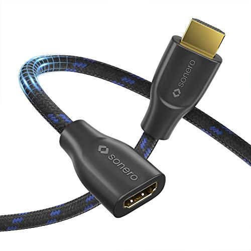 Sonero® rallonge Premium High Speed ​​HDMI 4K, prise HDMI A vers prise HDMI A, contacts plaqués or, double blindage, gaine textile, 3.00m
