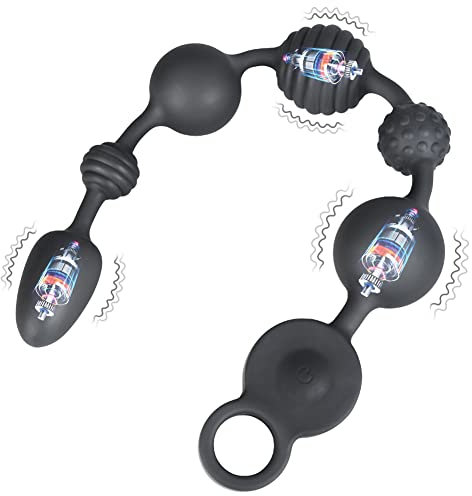 Silikon Analkugeln Vibrator mit 10 Vibrationsmodi und 3 Motoren 6 Kugeln Anal Kette Analvibrator G-Punkt Prostata Stimulator Analplugs Anal Beads Vibratoren für Männer Frauen Paare Anus Buttplug (L)