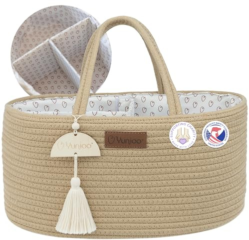 Yunioo Wickeltisch Organizer, Windeltasche mit Herausnehmbaren Fächern & Tragegriffen, Wickeltaschen- Organizer für Wickelkommode, Wickelorganizer