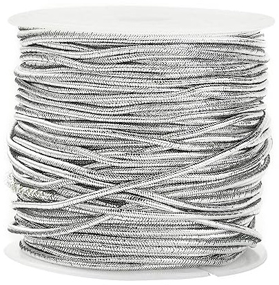 UR URLIFEHALL 21 Yards/20m Elastic Cord Beading Cord Thread 1mm Silver Bead Cord for DIY Handmade Crafts Jewellery Making Gift Decoration