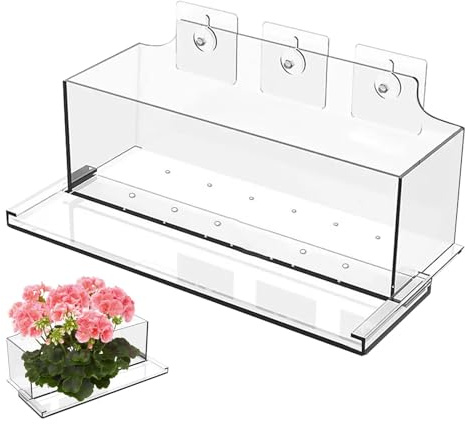 Macetas transparentes para ventana, ventana con ventosa, jardineras de ventana, macetas acrílicas sin perforar, contenedor moderno con calcomanías de succión, maceta de jardín con agujeros de drenaje