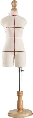 AviiSo Maniquí de Costura 1/2 1/3 1/4 Tamaño Mini Maniquí Mujer Pequeño para coser/hacer patrones, forma de vestido a media escala, con soporte de madera (No tamaño completo para adultos) ( Color : Wh