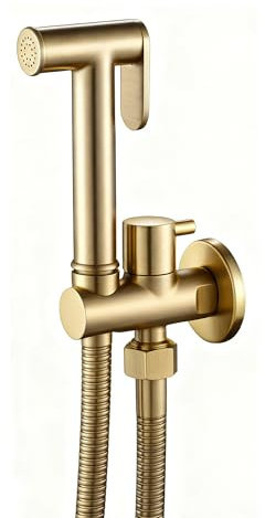 YYBAO Kit Douchette WC Or Brossé, Pulvérisateur de Bidet à Main Haute Pression Pulvérisateur de Toilettes Laiton Kit de Bidet de Toilette avec 1.5M Tuyau, pour L'hygiène Personnelle