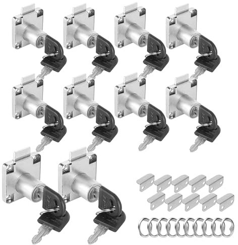 YKUKIZEE 10 Sets Drawer Lock 22mm, Cylinder Cam Locks, Security Cupboard Lock with Keys for Cabinet Mailbox Post Furniture Household Office