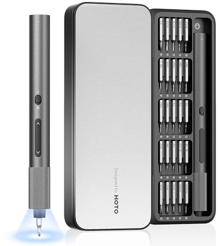 HOTO Feinmechaniker Akkuschrauber Set ADV, Mini Elektrischer Schraubenzieher Set, Elektro Präzisionsschraubendreher Set für Brillen Uhr Handy PC