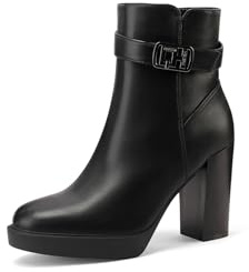 QUEEN HELENA Botines con cremallera lateral Botines de tacón alto para mujer X31-113, Negro , 36 EU