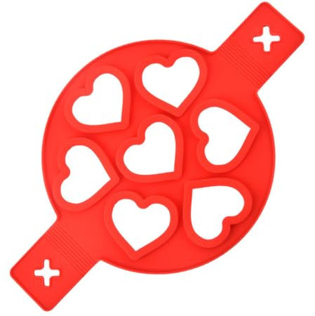 GXGM Molde de Silicona para Huevos Fritos, Ahorre Tiempo de horneado, Molde para Galletas con Aislamiento, Plantilla para Hornear para Magdalenas de Huevo DIY, corazón Rojo, 1 Pieza