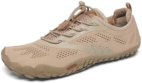 SAGUARO Unisex barfotaskor, lätta, ventilerande, bärbara, traillöparskor, mjuka halkfria träningsskor för utomhus och inomhus, sepia brun, 43 EU