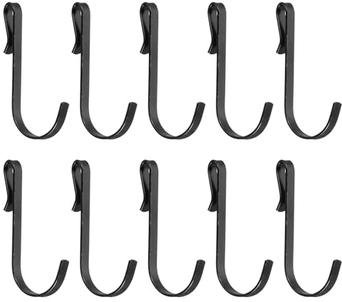 QUARKZMAN 20 st J-formad krok, metallgaller krok clip-on lämplig för 1-3 mm rör för upphängning, torkning, stormarknad kökshängare, svart