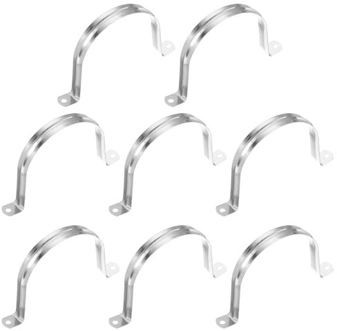 PATIKIL Fascette Rigide per Tubi 100mm, 8 Pz Clip per Condutture in Acciaio Inox 304 Staffa a U a 2 Fori Fascette per Tubi per Fissaggio Cavi Fili Tubi (3-8/9)