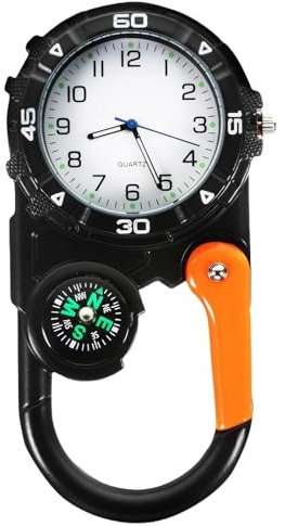 WUIOWPPIC Pocket FOB Watches Luminous Clip on Quartz Watch Compass Clip On Carabiner Watch Paramedics Watch Multifunctional Glowing Dial Quartz Watch Nurse Watches for Doctors & Climbing Sport