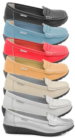 Zerimar Mocassins en Cuir pour Femmes | Semelle en Caoutchouc antidérapante | Semelle intérieure rembourrée très Confortable | Hauteur du Talon 3,5 cm