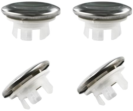 4 Pack Sink Trim Overflow Cover Insert in Hole Round Caps, Double Layer Copper Solid Chrome Sink Basin Overflow Trim Ring Solid Brass Bathroom,Silver