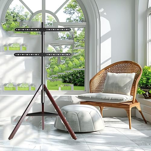 Support TV portable – Trépied réglable en hauteur pour téléviseurs LCD plats/incurvés de 32 à 75 pouces, design pivotant avec étagère, supporte jusqu'à 50 kg