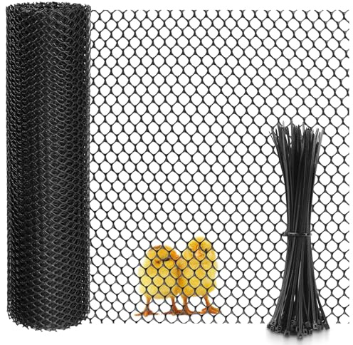 Chicken Wire Mesh Roll Plastic Mesh Fencing Poultry Breeding Netting Chicken Fencing Roll 0.8cm Hole Diameter Garden Balcony Netting (40cm×3m, Black)