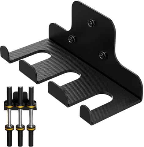 Protoence Langhantel Wandhalterung - Halter Für Hantelstangen - Platzsparende Hantelablage | Für Home Gym Fitness Training Gewichtheben Mit Kurzhantel Langhantel Und Kettlebell