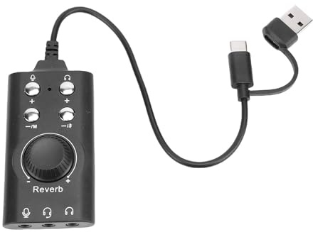 Risegun USB-ljudkort Extern stereoljudadapter med volymkontroll Virtual 7.1 Surround Sound för PC Laptop Desktop Hörlurar Svart ABS-material