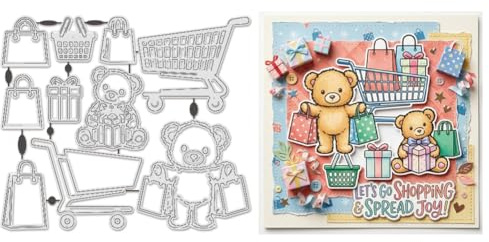 UNICRAFTALE Panier De Courses Matrice De Découpe Pour Création De Carte Réutilisable En Acier Au Carbone Thème Shopping Gabarit De Gaufrage Poinçon De Découpe Pour Décor Album Scrapbooking 18.5x15.5cm