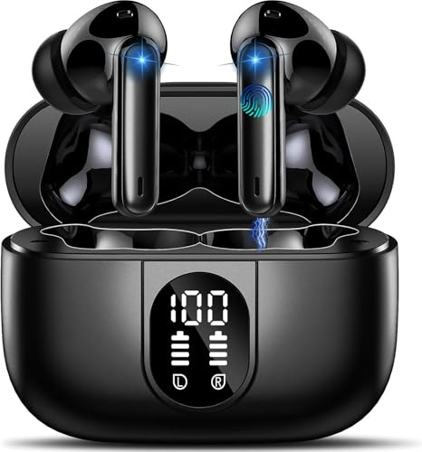 2026 Cuffie Bluetooth 5.4, Auricolari Bluetooth Stereo HiFi Con 4 ENC Microfoni Anti-Rumore, Impermeabili IP7 Cuffie Senza Fili, Durata 50 Ore Cuffiette In Ear, LED-Display, Cuffiette Touch Control