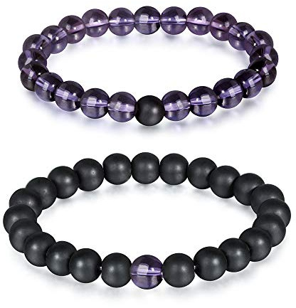 MicVivien Partnerarmband avstånd armband från olika ädelstenar, colore: lila, cod. MV047-A