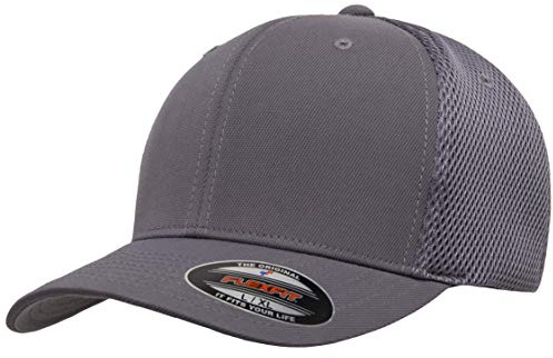 Flexfit Unisex Ultrafibre Airmesh Fitted Trucker Hat, Dark Grey, Small-Medium