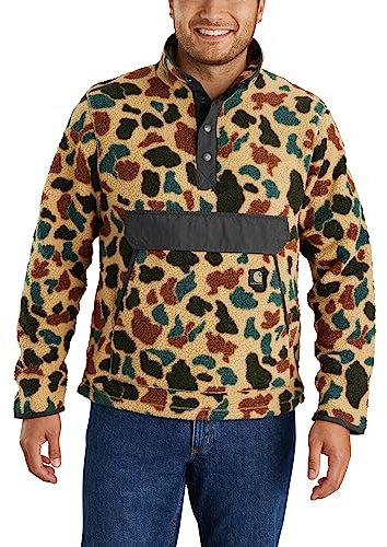 Carhartt Men's Relaxed Fit Fleece Pullover Sweater, 1972 Duck CAMO, XL