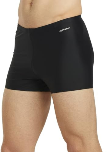 Sporti Men's Athletic Square Leg Swimsuit, Solid - Black - 36