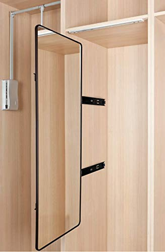 AZERODESIGN Espejo Extraible para ARMARIOS y vestidores, Medida 118 Alto y 35cm de Ancho Marco Color Negro Material Aluminio, Espejo extraíble y Giratorio 180 Grados