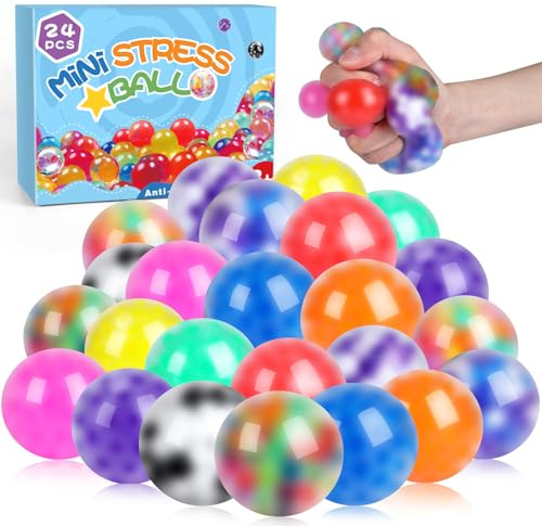 24Pack Stress Balls, Squishy Ball, Squishy Squeeze Balls Bulk Fidget for Adults, Stress Relief Balls, Party Favors, Birthday Gift, Goodie Bag Stuffers