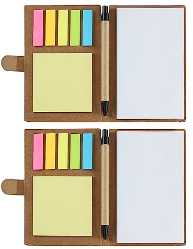 SWYYSGS 2 Packs Spirale Notizbuch Kraftpapier Abdeckung Notizblock mit Stift, Haftnotizen und Marker farbige Index Tabs, Tasche Business Notizbuch