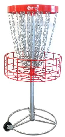 Disc Store GrowTheSport Portable Disc Golf Basket - PDGA Championship Approved Heavy Duty Golf Practice Basket Set to Backyard, Outdoor for Advanced Practice - Golf Accessories in Metal Craft - Red