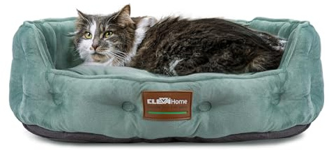 ClevaHome Rundes Katzenbett & Hundebett für Kleine Haustiere bis 7kg – Waschbares Weiches Haustierbett mit Rutschfester Unterseite für Katzen und Welpen