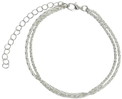 SJUIEO S925 Silber Damen Fußkettchen-Set, Wasserdichtes Doppelschicht-Armband, Schmuckgeschenk