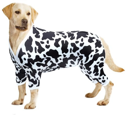 CuteBone stora hundkläder Pitbull Golden retriever efter kirurgi kostym stretchig lugnande ångest husdjurspyjamas tröjor fäller passar onesie för medium/stora hundar labrador mobbare ZP18M