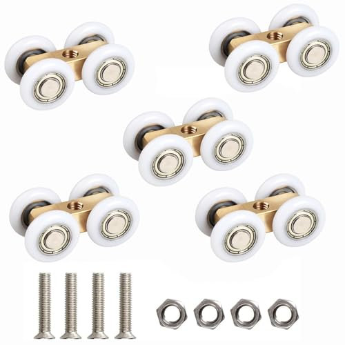 Rouleau de Porte Coulissante,Rouleau pour porte Coulissante à 5 Roues,Galets pour Portes CoulissantesRroulette porte Coulissante Douche,Quincaillerie Roulement à Billes pour Porte Coulissante,pour des