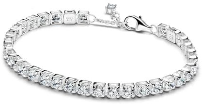 PANDORA Timeless Funkelndes aussdrucksstarkes Tennisarmband aus Sterling Silber mit künstlichen Kristallen, Größe: 20 cm, 593539C01-20