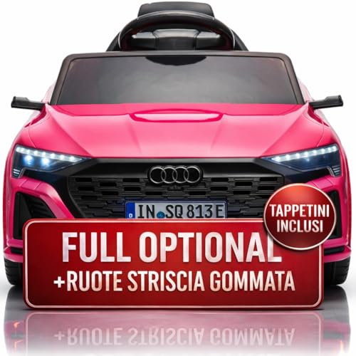 TOYSCAR Auto Macchina Elettrica per Bambini 12V Audi SQ8 e-Tron Sedile Pelle con TAPPETINI Telecomando Cintura di Sicurezza Porte Apribili (Rosa)