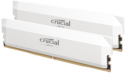 Crucial Pro RAM DDR5 64GB (2x32GB) 6400MHz CL40, Overclocking Gaming, Intel XMP 3.0 / AMD Expo, PC Memoria, Blanco - CP2K32G64C40U5W
