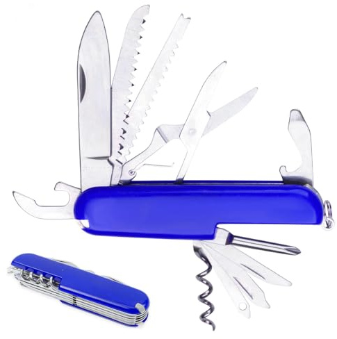 JAWUZ 9 * 2.4 * 1.4CM taschenmesser outdoor Schweizer Taschenmesser, taschenmesser klein,taschenmesser klein multitool messer mini taschenmesser schweizer taschenmesser mini,11 Funktionen (Blau)