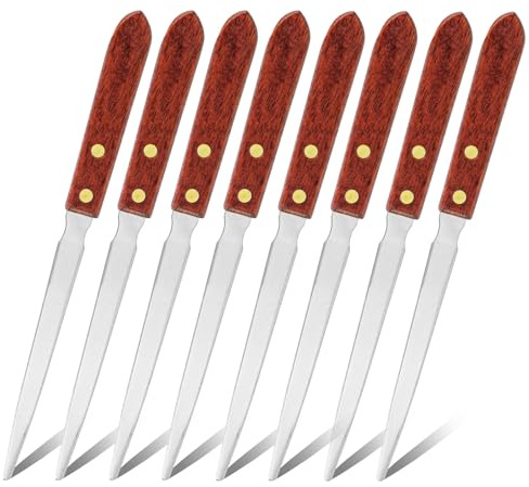 8uds Abrecartas, Acero Inoxidable Letter Opener Cortador de Correo Ligero Cuchillo para Cortar Papel Herramienta con Mango de Madera para Suministros de Oficina y Hogar