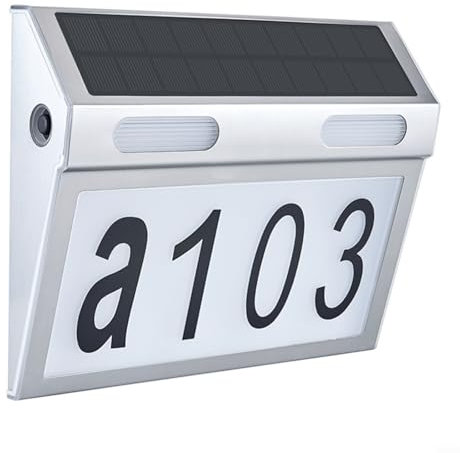 Numeri civici a energia solare, luce solare per numeri civici, luce illuminata a LED, impermeabile, lampada esterna con 3 modalità di illuminazione per la decorazione esterna della casa