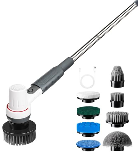AQQA 8 in 1 Aquarium Cleaning Kit,Electric Spin Scrubber,Rechargeable IPX9 Waterproof Handheld Cordless Fish Tank Cleaning Brush,Fish Tank Glass Cleaner,Algae Scrapers Cleaning Tool Set